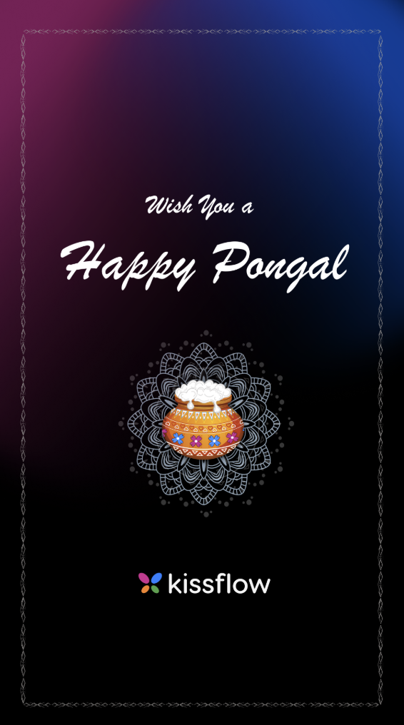 Portrait Kissflow greeting post wishing a Happy Pongal