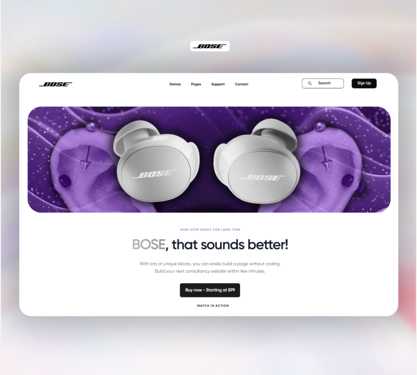 Bose website redesign landing page