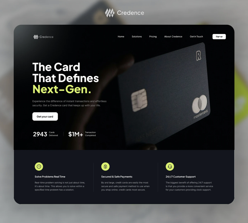 Credence web design landing page