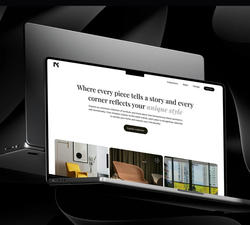 Neuer furniture web design landing page