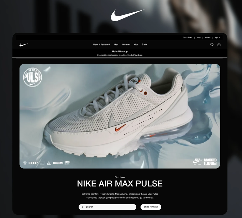 Nike dark theme redesign landing page