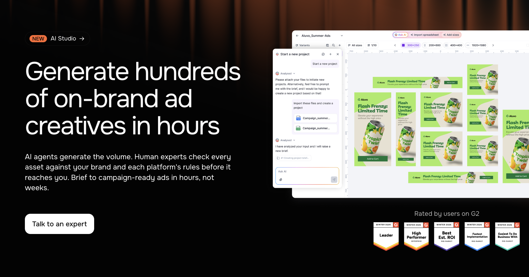 Rocketium AI Studio ad creative generation page