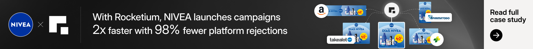 NIVEA and Rocketium leaderboard banner about faster campaigns and fewer platform rejections